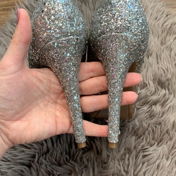 Marc Fisher Peep Toe Platform Sparkle Sequins Pump Heel sz 8 1/2 - Picture 5 of 6